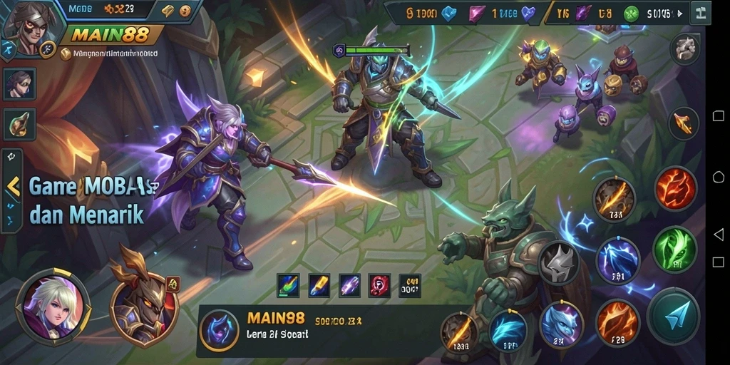 Screenshot utama MAIN88 menampilkan aksi seru dalam gameplay MOBA.