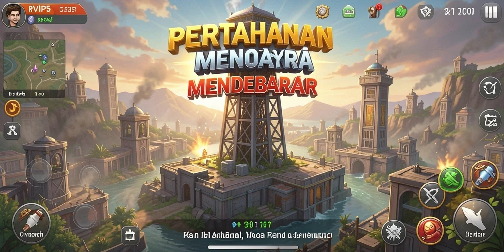 Gameplay seru RVIP5 dengan menara yang beragam dan musuh yang menantang.