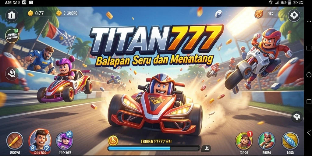Tampilan gameplay balapan yang dinamis dan menegangkan di TITAN777.
